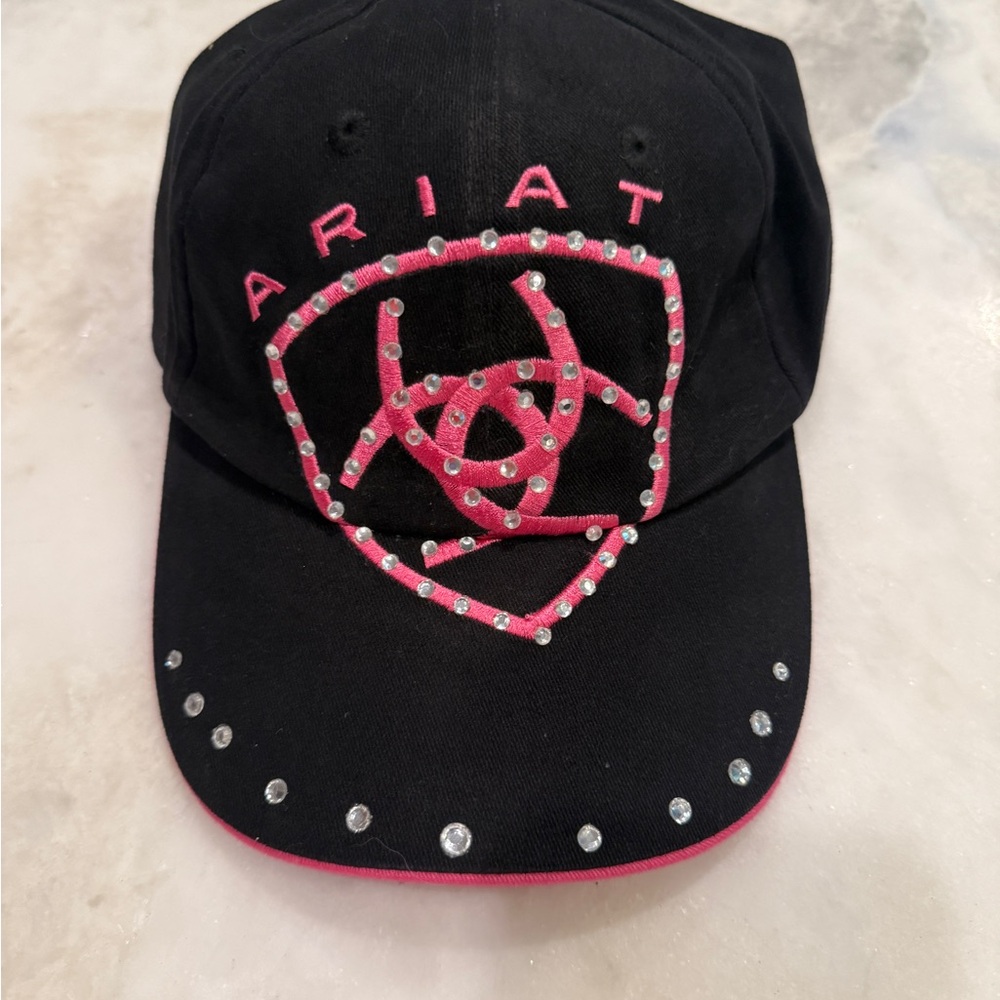 Ariat Kids Black Cap with Pink and Silver Accents